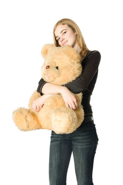 和Teddy bear的女孩