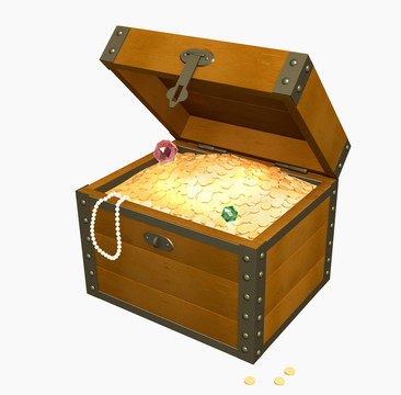 帶寶藏的3D木箱