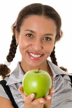 女孩與綠色蘋(píng)果