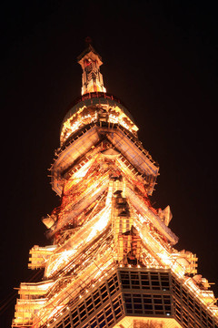 夜間東京塔；東京；日本
