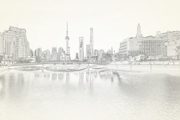 上海外灘線描 未分層