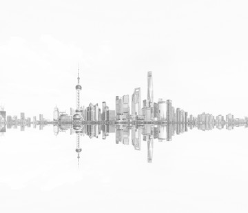 上海外灘全景線描