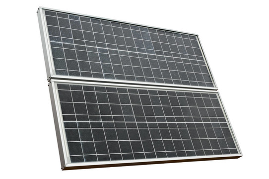 與白色隔離的太陽能電池板；夾持路徑。