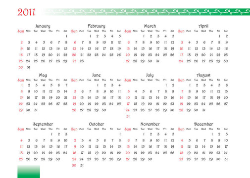 裝飾日歷2011