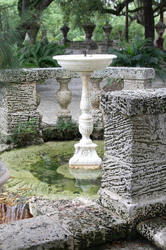 大理石噴泉在Vizcaya花園