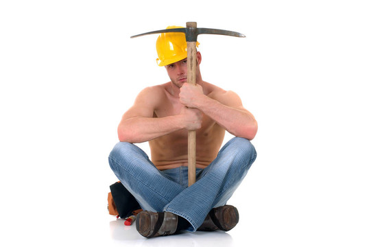 男子氣概的建筑工人