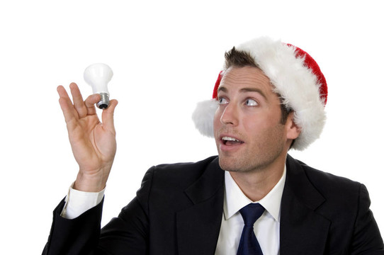 商人看球和穿santacap