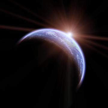 從太空中的地球與日出