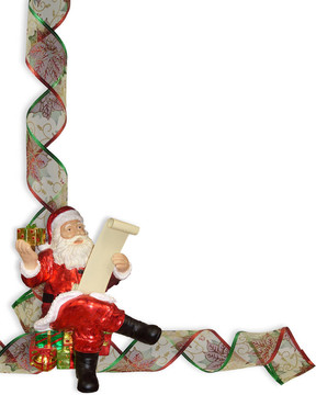 Santa圣誕絲帶邊框