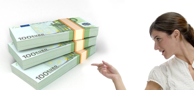 商業(yè)女性指向歐洲貨幣三維束