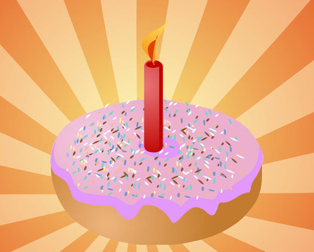 生日蠟燭的甜甜圈
