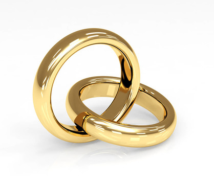 兩個(gè)3D黃金結(jié)婚戒指