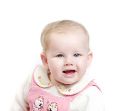 穿粉紅色衣服的嬰兒