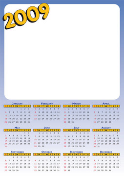 2009日歷藍色