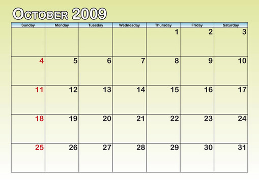 公歷十月2009