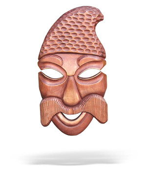 帶有白色背景陰影的木制面具