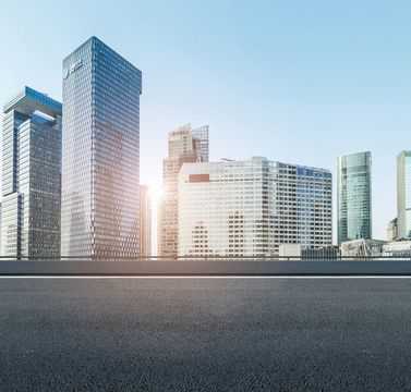 城市道路與陸家嘴建筑群