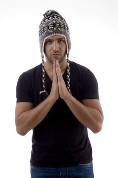 年輕的白人祈禱