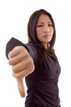 女性示拇指向下征