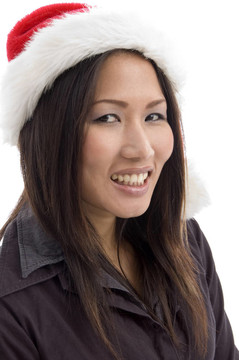 女戴圣誕帽