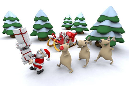 Santa和他的馴鹿