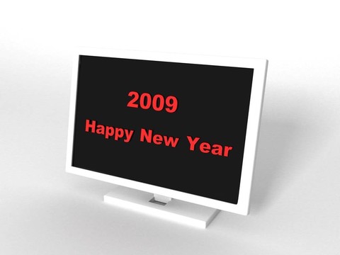 顯示器顯示新年快樂