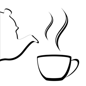 風格化茶壺和杯子