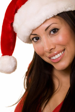 戴Santa帽的女人