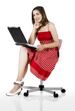 筆記本電腦的女人