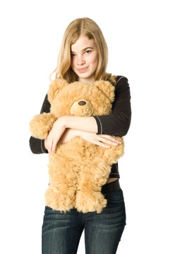帶Teddy bear的女孩