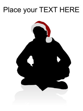年輕男子戴著紅色的圣誕帽，坐在地板上