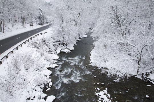 雪景；鴿子河；東田納西