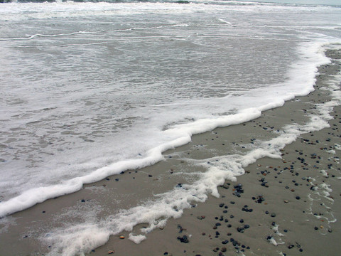 海灘海岸背景-沙和海水