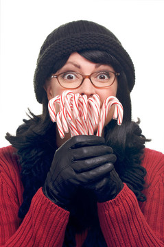 漂亮的女人擁有的糖果