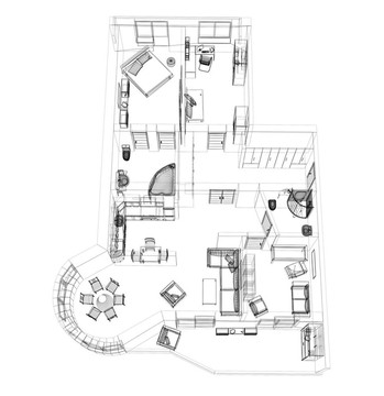 一四居室公寓3D草圖