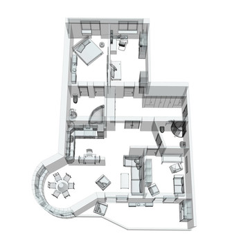一四居室公寓3D草圖