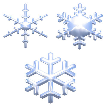 一套鉻金屬效果雪白的雪花