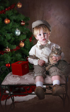 小男孩在等Santa