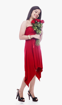 站著花束的女孩