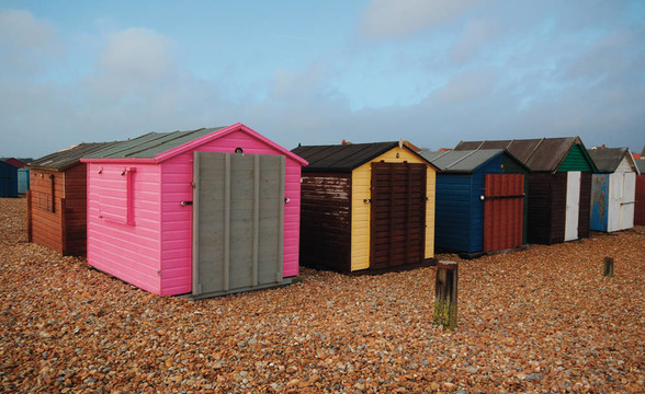 Worthing的海灘小屋。