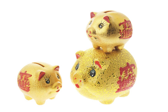 金色的小豬存錢罐