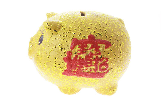 金色的小豬存錢罐