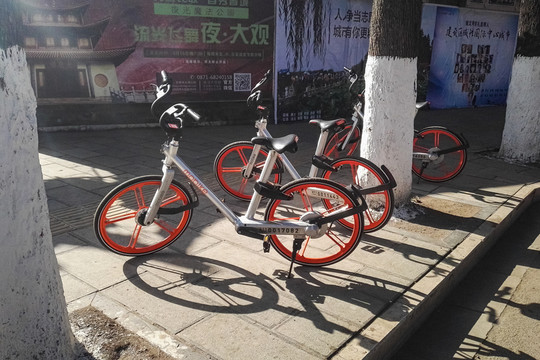 街頭停放的摩拜單車(chē)