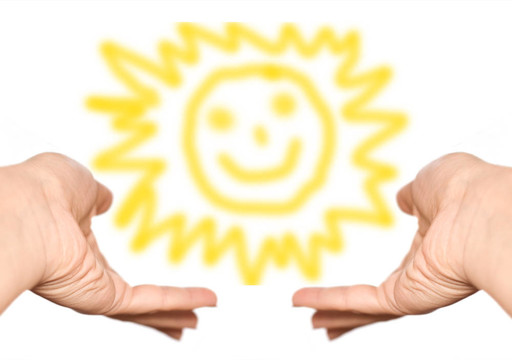 太陽(yáng)在人類的手的概念