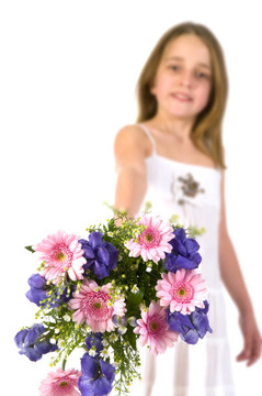 女孩與花
