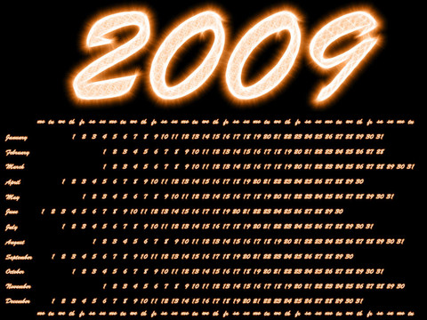 2009日歷在閃閃發(fā)光的風(fēng)格
