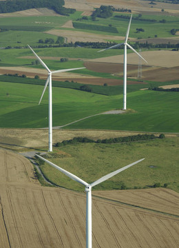 法國歐洲風電場的空中拍攝