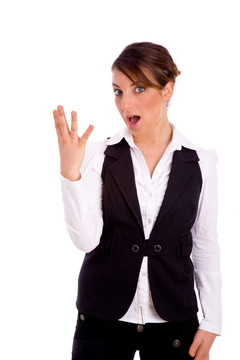 女性計數(shù)手指的前視圖