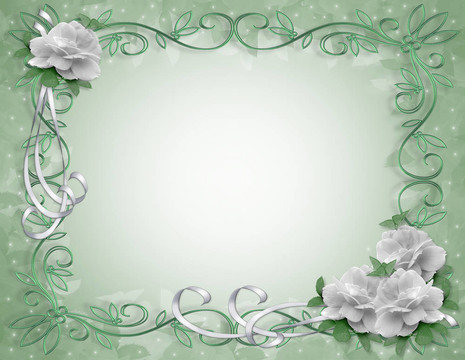 婚禮邀請(qǐng)Border White Ros
