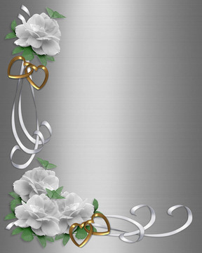 婚禮邀請(qǐng)Border White Ros